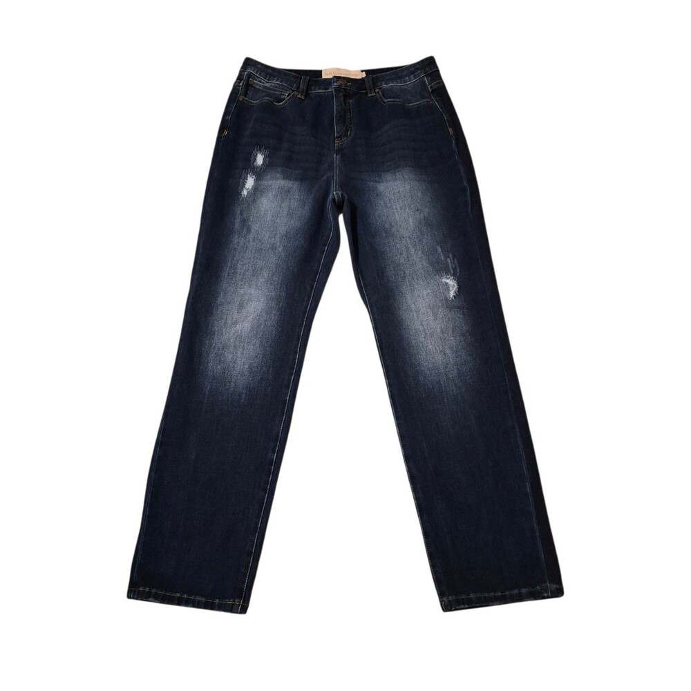 Soft Surroundings Size 10 Dark Wash Straight Leg Stretchy Wardrobe Staple